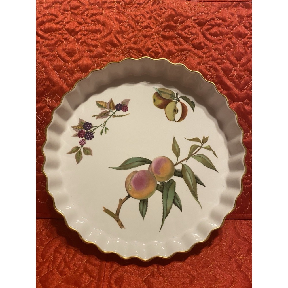 Vintage Fine Porcelain Royal Worcester Evesham Pattern Flan or Tart Dish 1961‎